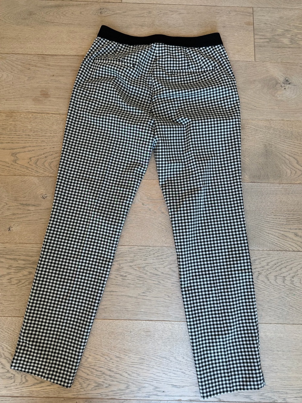 Zara Black White Gingham Check Straight Leg Ankle Pants Women’s Large - Picture 5 of 6